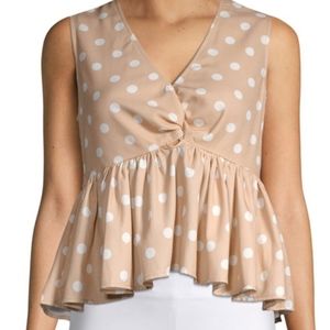 Lea & Viola Polka Dot Peplum Tank Top M